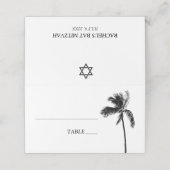Schwarz-Weiß-Palm-Tree Bat Mitzvah Platzkarte (Außenseite Aufgefaltet)