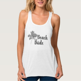 Schwarz-Weiß Palm Tree Beach Bridge Tank Top