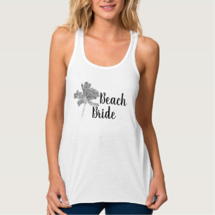 Schwarz-Weiß Palm Tree Beach Bridge Tank Top