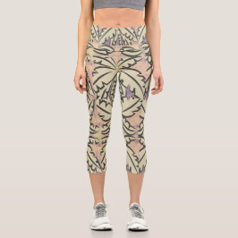 Schwarz-Weiß-Palme Capri Leggings
