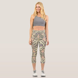 Schwarz-Weiß-Palme Capri Leggings