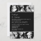 Schwarz-Weiß-Palme-Hochzeitsempfang Einladung (Vorderseite)