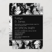 Schwarz-Weiß-Palme-Hochzeitsempfang Einladung (Vorne/Hinten)