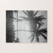 Schwarz-Weiß-Palmen im Sonnenuntergang Puzzle (Horizontal)