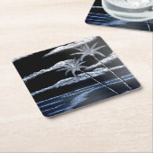 Schwarz-Weiß-Palmen Rechteckiger Pappuntersetzer (angewinkelt)