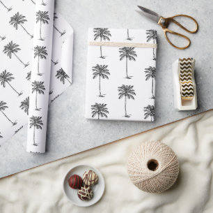 Schwarz-Weiß-Palmetto-Palme Geschenkpapier