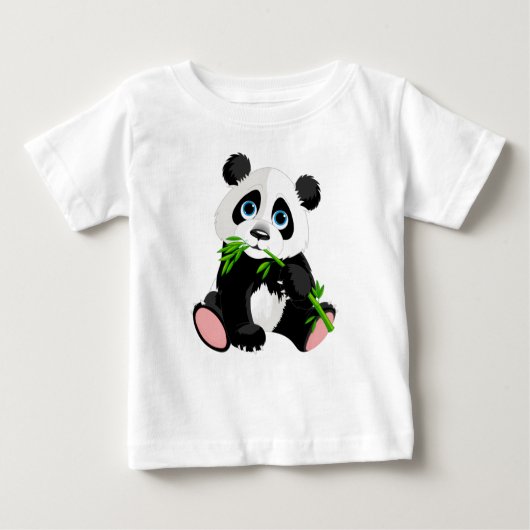 Schwarz-Weiß-Panda-Bären essen grünen Bambus Baby T-shirt (Vorderseite)