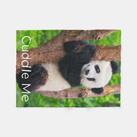Schwarz-Weiß-Panda-Cube im Baum Cuddle Me Fleecedecke (Vorderseite (Horizontal))