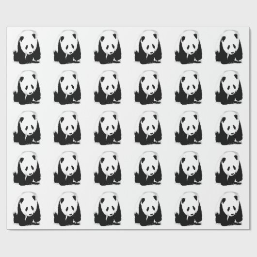 Schwarz/Weiß Panda Geschenkpapier (Flach)
