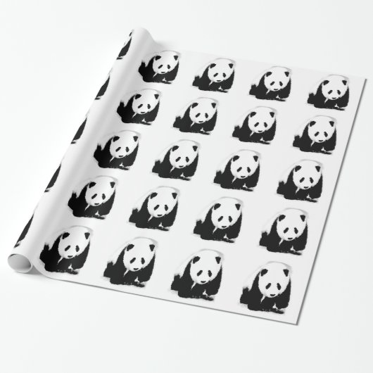 Schwarz/Weiß Panda Geschenkpapier (Ungerollt)