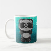 Schwarz-Weiß-Panda-Glitzer-Zaubername Kaffeetasse (Links)