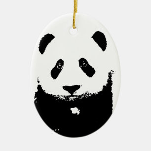 Schwarz/Weiß Panda Keramik Ornament