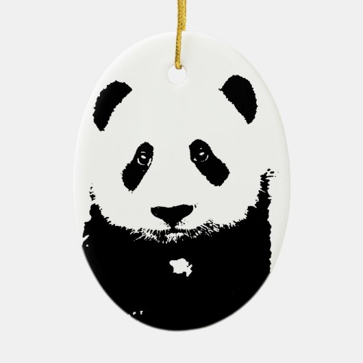 Schwarz/Weiß Panda Keramik Ornament (Vorne)