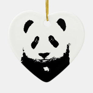 Schwarz/Weiß Panda Keramikornament