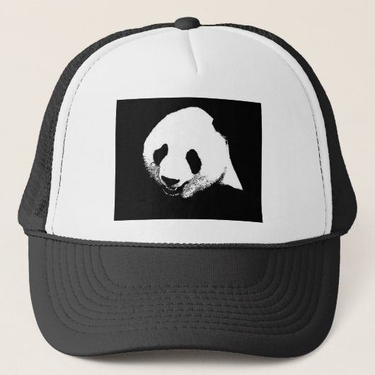 Schwarz/Weiß Panda Truckerkappe (Vorderseite)