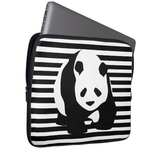 Schwarz-Weiß-Panda und Streifen Laptopschutzhülle (Vorne Rechts)