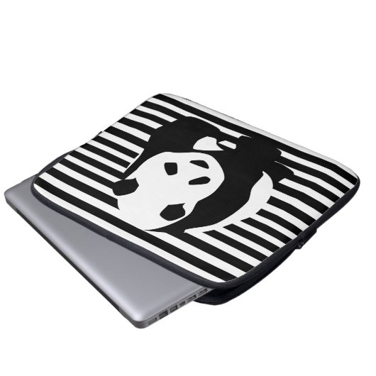 Schwarz-Weiß-Panda und Streifen Laptopschutzhülle (Vorne Knopf)