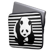 Schwarz-Weiß-Panda und Streifen Laptopschutzhülle (Vorderseite Links)