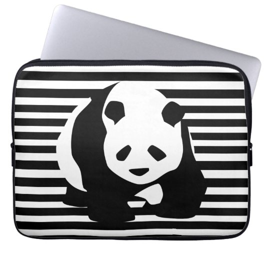 Schwarz-Weiß-Panda und Streifen Laptopschutzhülle (Vorderseite)