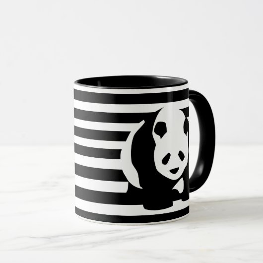 Schwarz-Weiß-Panda und Streifen Tasse (VorderseiteRechts)