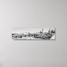 Schwarz-Weiß-Panoramaaussicht Dallas Skyline Leinw