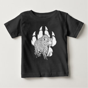 Schwarz-Weiß-Panther-Footprint Grafik-Design Baby T-shirt