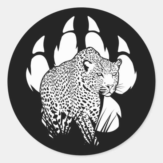 Schwarz-Weiß-Panther-Footprint Grafik-Design Runder Aufkleber (Vorderseite)