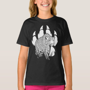 Schwarz-Weiß-Panther-Footprint Grafik-Design T-Shirt