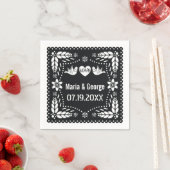 Schwarz-Weiß Papel Picado Liebhaber von Vögeln Hoc Serviette (Beispiel)