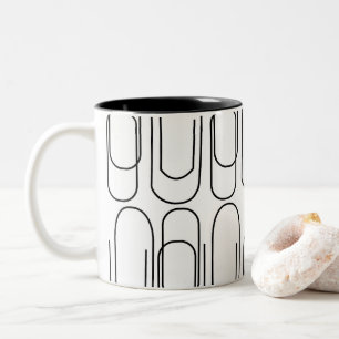 Schwarz-Weiß-Paperclip-Muster Zweifarbige Tasse