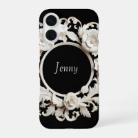 schwarz-weiß Papier-Blumenrahmen Iphone 16 Hülle