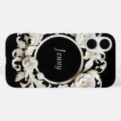 schwarz-weiß Papier-Blumenrahmen Iphone 16 Hülle (Rückseite (Horizontal))