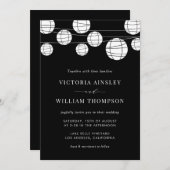 Schwarz-Weiß-Papier-Laternen Einladung Hochzeit (Vorne/Hinten)