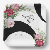 Schwarz-Weiß-Papier-Platte Pappteller (Vorderseite)