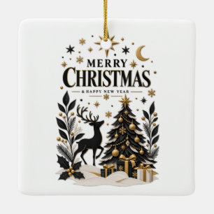 Schwarz-Weiß-Papier-Schnittbaum-Keramik Keramikornament