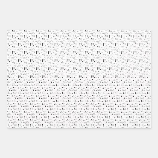 Schwarz-Weiß-Papierblätter Geschenkpapier Set (Vorderseite 2)