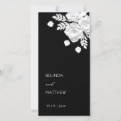 Schwarz-weiß Papierrosen | Hochzeitsprogramm (Vorderseite)