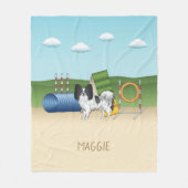Schwarz-Weiß-Papillen mit Agility Fleecedecke (Vorderseite)