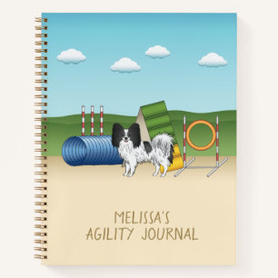 Schwarz-Weiß-Papillen mit Agility Notizblock