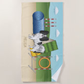 Schwarz-Weiß-Papillen mit Agility Strandtuch (Vorderseite)