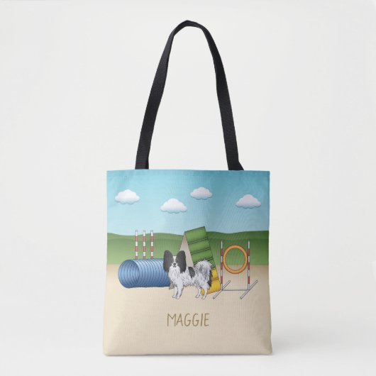 Schwarz-Weiß-Papillen mit Agility Tasche (Vorderseite)