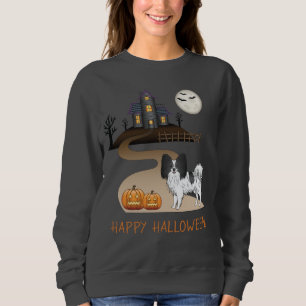 Schwarz-Weiß-Papillen und Halloween-Spuk Haus Sweatshirt