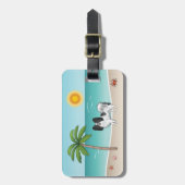 Schwarz-weiß Papillon Dog Tropical Summer Beach Gepäckanhänger (Vorderseite vertikal)