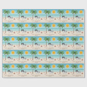 Schwarz-weiß Papillon Dog Tropical Summer Beach Geschenkpapier (Flach)