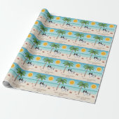 Schwarz-weiß Papillon Dog Tropical Summer Beach Geschenkpapier (Ungerollt)
