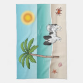 Schwarz-weiß Papillon Dog Tropical Summer Beach Geschirrtuch (Vertikal)