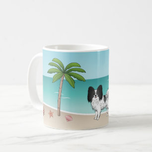 Schwarz-weiß Papillon Dog Tropical Summer Beach Kaffeetasse