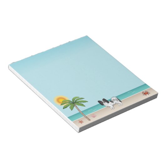 Schwarz-weiß Papillon Dog Tropical Summer Beach Notizblock (angewinkelt)