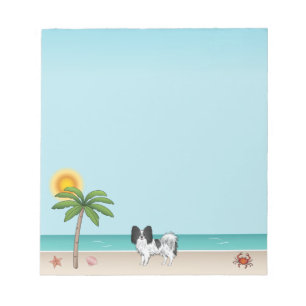 Schwarz-weiß Papillon Dog Tropical Summer Beach Notizblock