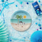 Schwarz-weiß Papillon Dog Tropical Summer Beach Pappteller (Party)